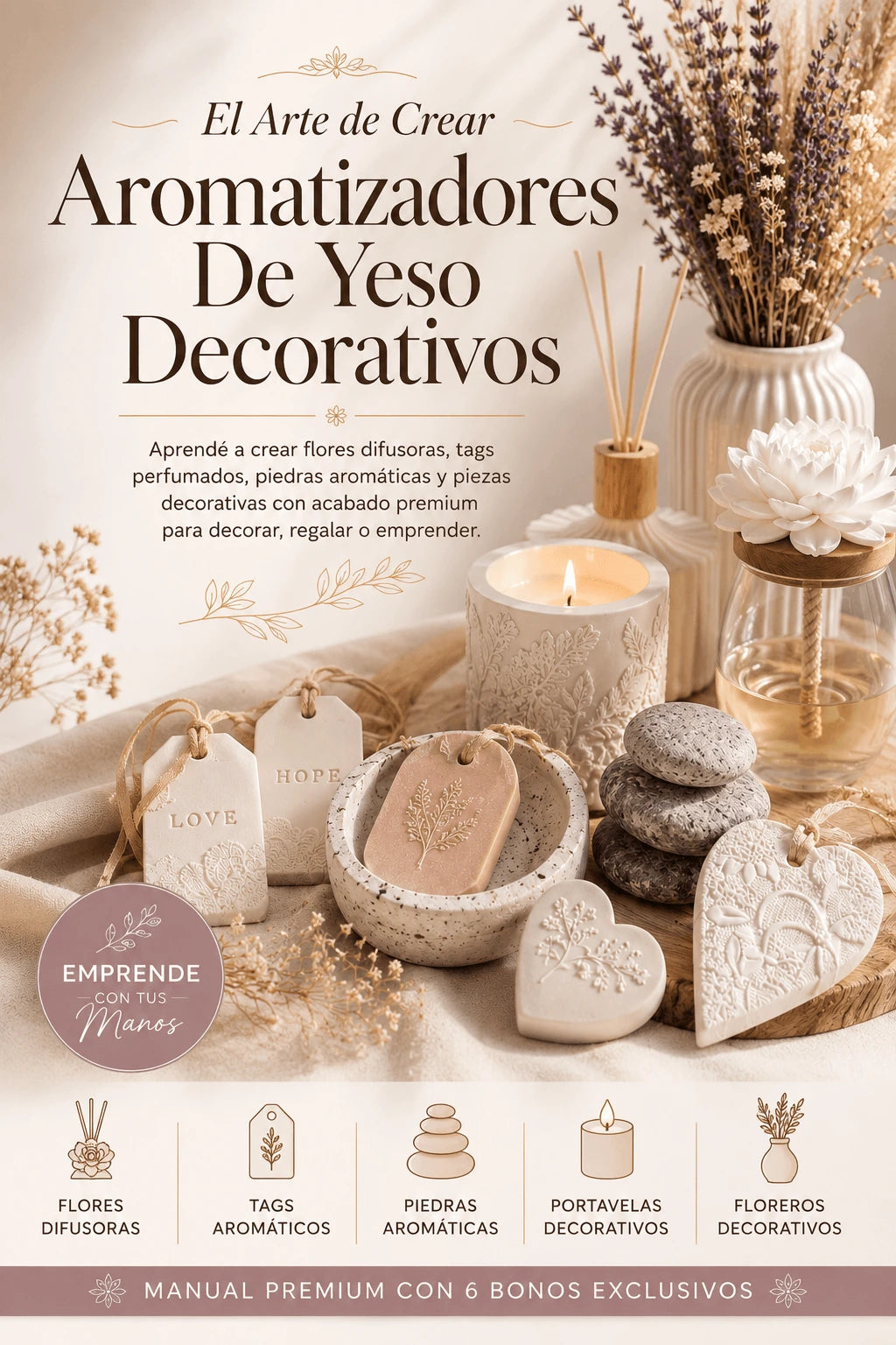 Aromatizadores De Yeso Decorativos + 6 Bonos de Regalo🎁